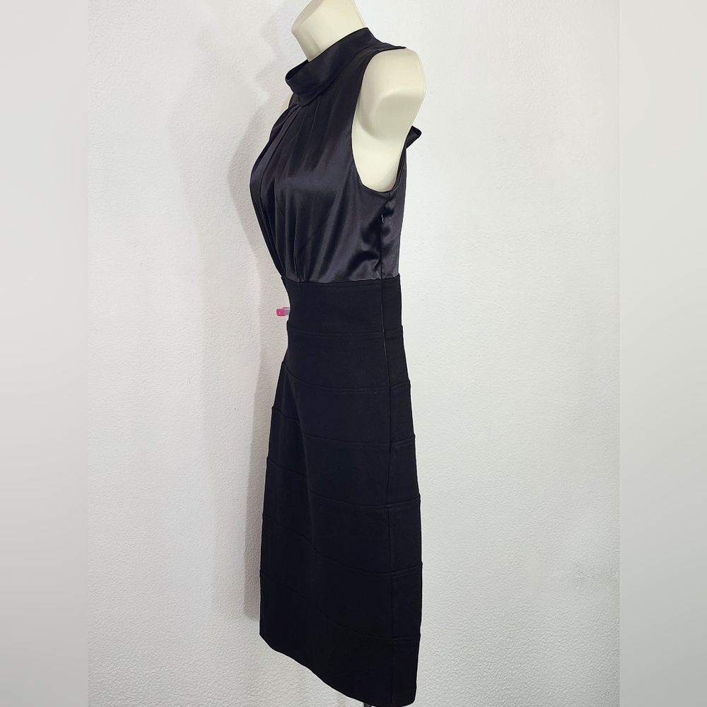 Donna Ricco Dress Satin Bodice Tie Back Sash Black Soze 4 - Picture 6 of 13